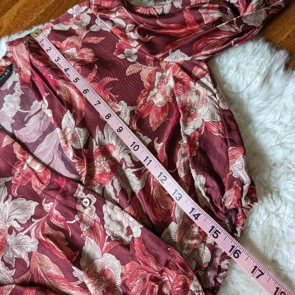 Zara voluminous floral printed blouse top small - Picture 13 of 14